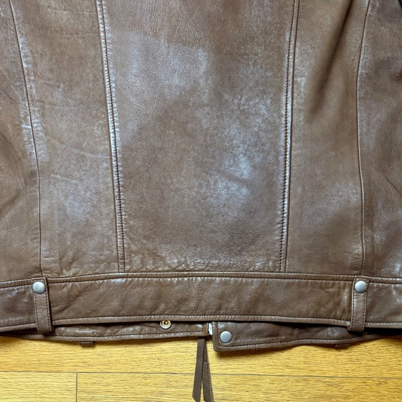 AllSaints Conroy Cognac Brown Lambskin Leather Moto Jacket (Men’s S) - Picture 5 of 8